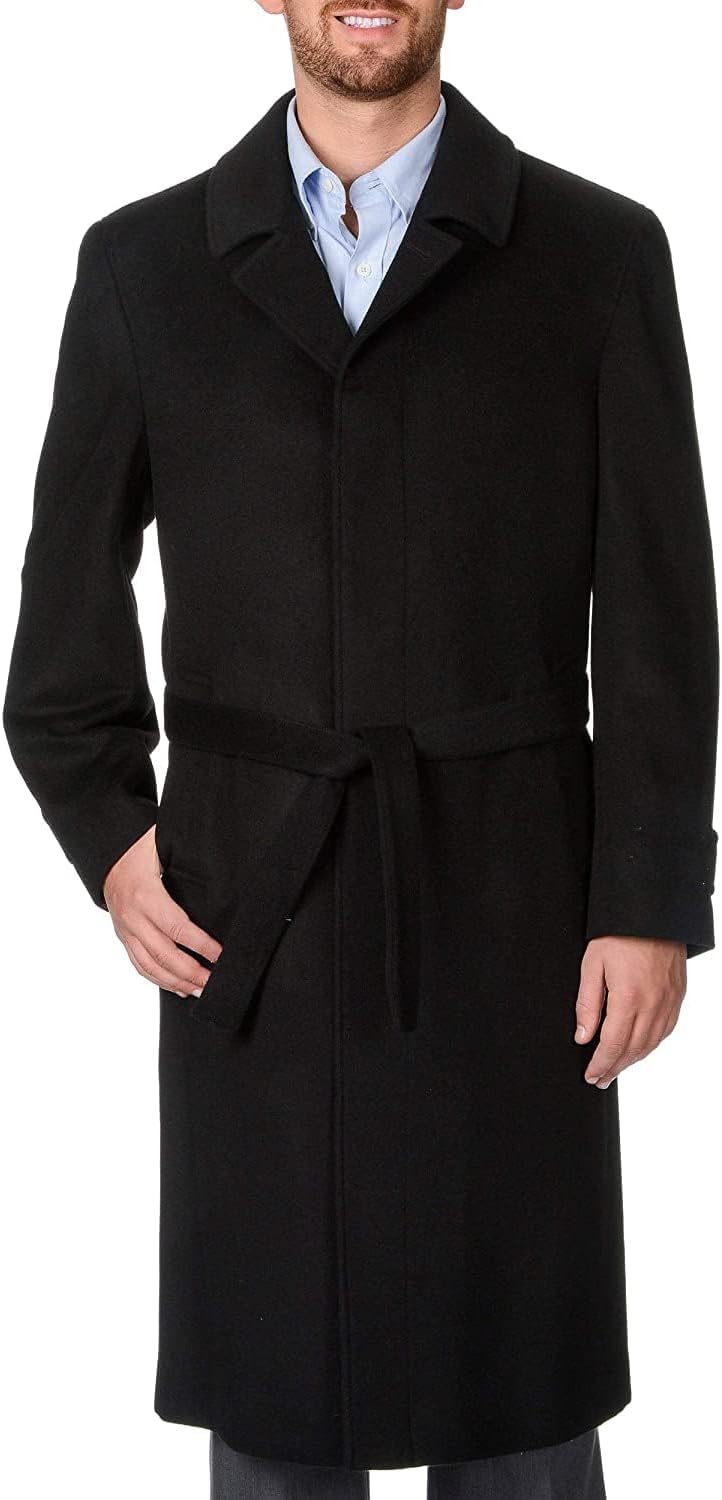 Black Luxury Wool Cashmere Single-Breasted Full-Length Topcoat - Image 2