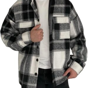 Plaid Wool Blend Fleece Relaxed Button-Up Shacket