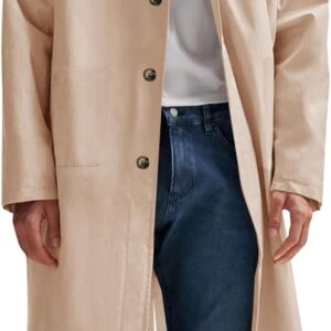 Lightweight Cotton Single-Breasted Long Trench Coat
