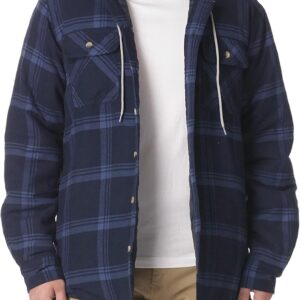 Quilted Lined Flannel Hooded Shirt Jacket