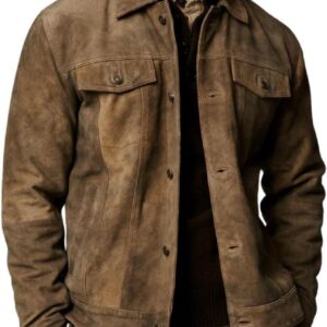 Premium Suede Leather Bomber Trucker Jacket