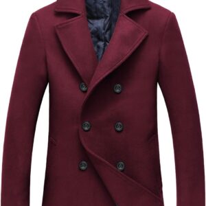 Classic Notched Collar Double-Breasted Wool Pea Coat