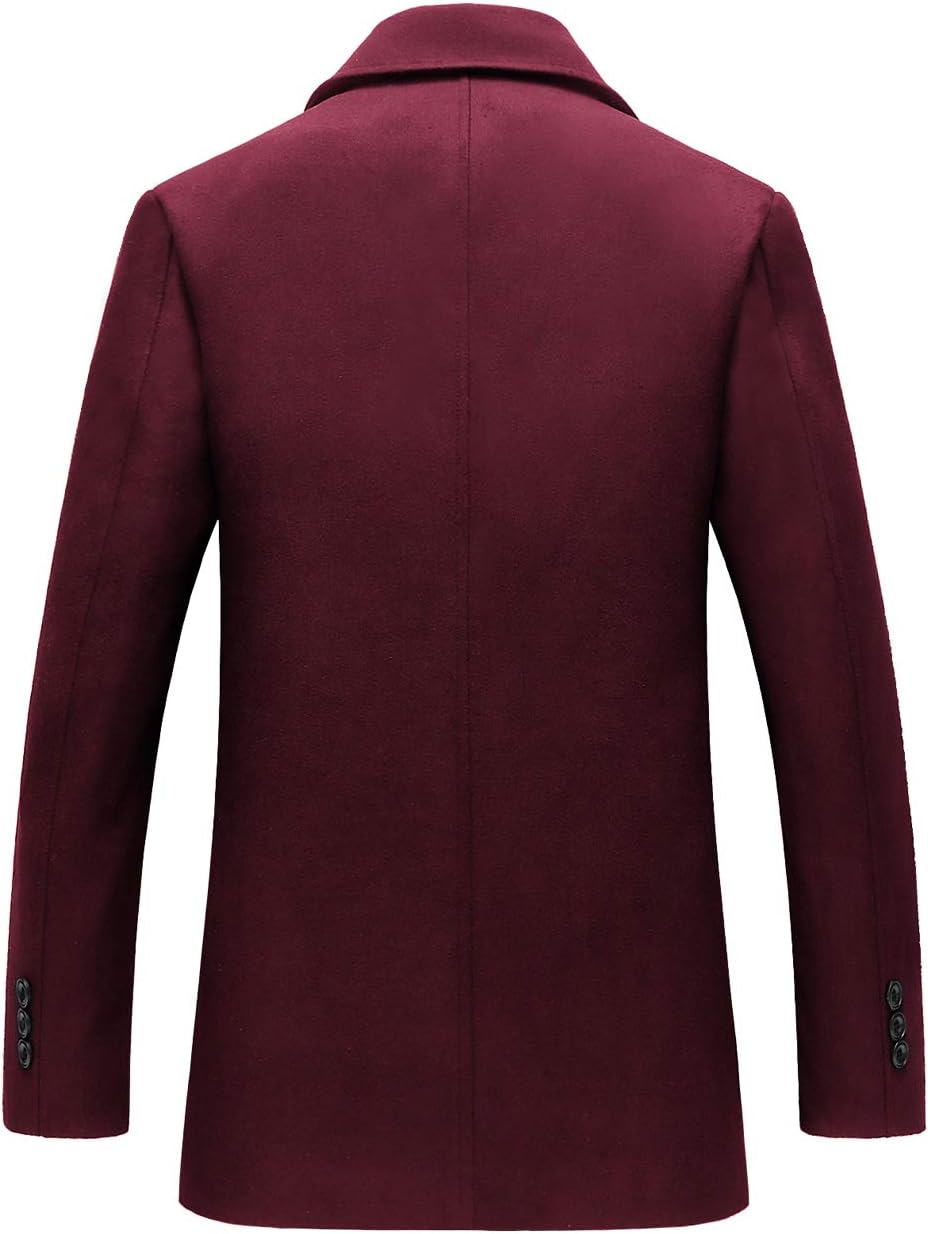 Classic Notched Collar Double-Breasted Wool Pea Coat - Image 2