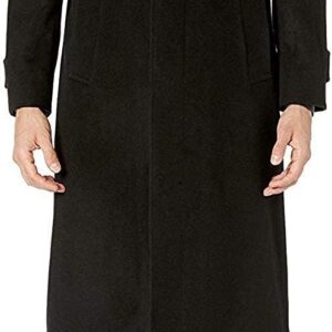 Black Luxury Wool Cashmere Single-Breasted Full-Length Topcoat