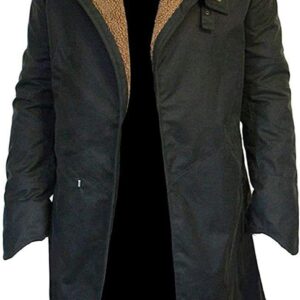 Black Full-Body Long Leather Duster Trench Coat
