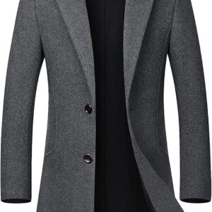 Mid-Length Single-Breasted Wool Blend Topcoat