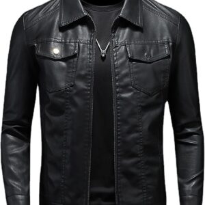 Vintage Faux Leather Motorcycle Biker Jacket
