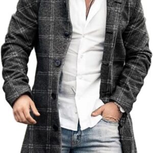 Vintage Plaid Wool Blend Color Block Mid-Long Overcoat