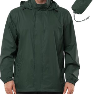 Waterproof Packable Lightweight Rain Jacket with Hood