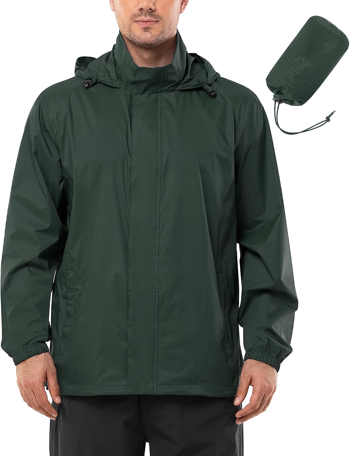 Waterproof Packable Lightweight Rain Jacket with Hood