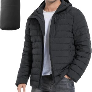 Lightweight Packable Hooded Down Winter Puffer Jacket