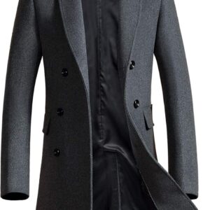 Full-Length Single-Breasted Wool Overcoat with Flap Pockets