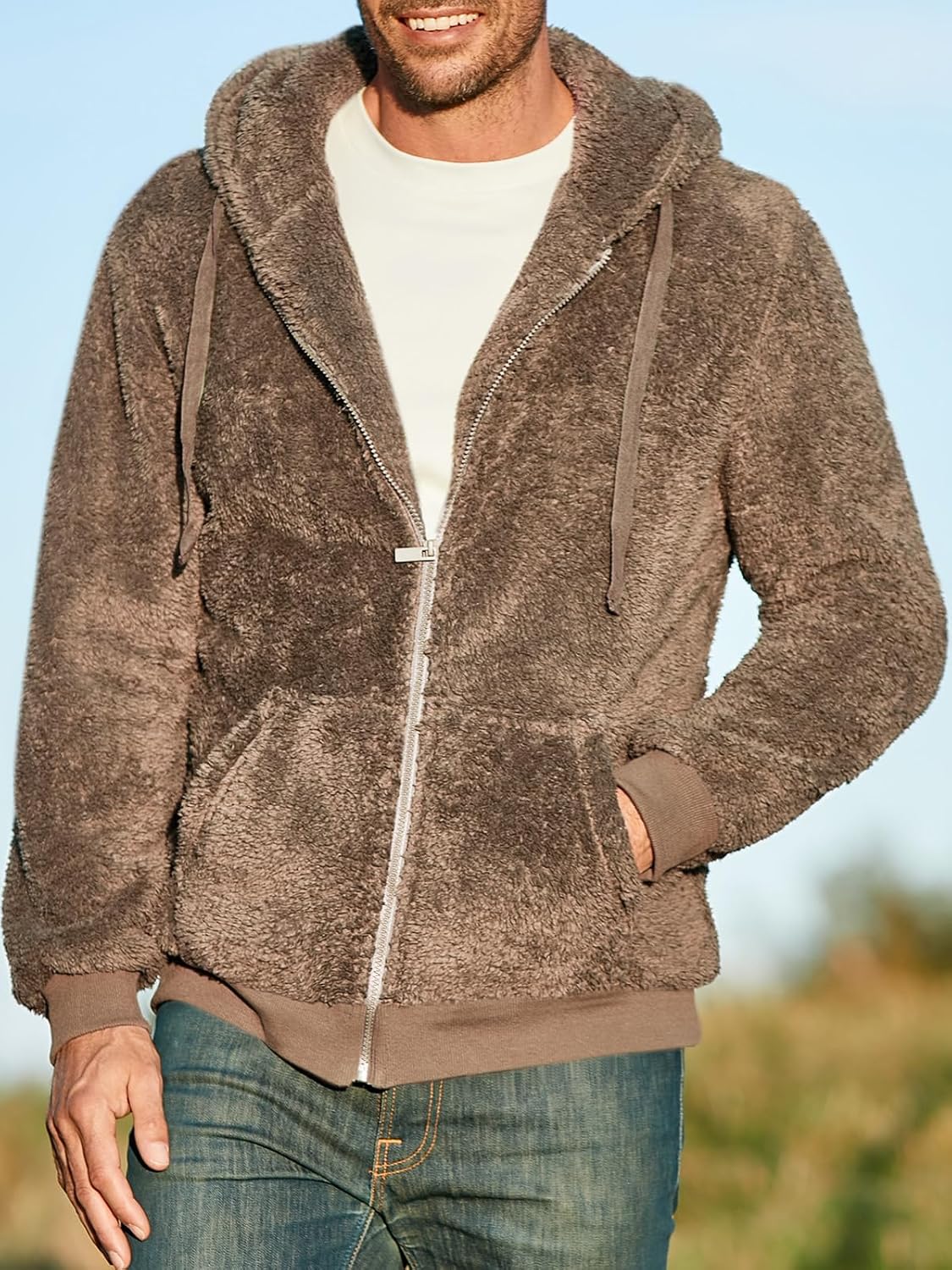 Fuzzy Heavyweight Fleece Zip-Up Athletic Hoodie - Image 2