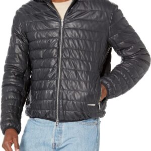 Quilted Leather Puffer Jacket